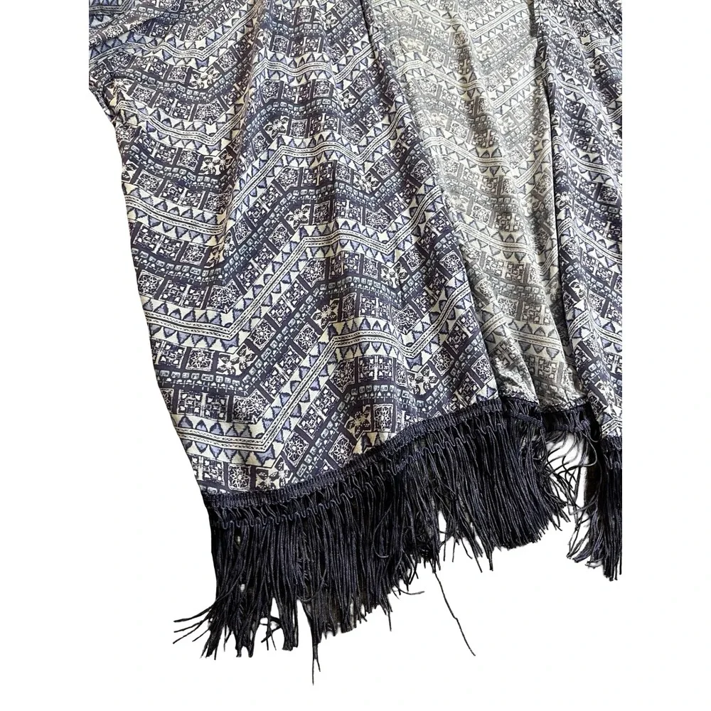 Victorias Secret Blue Geometric Fringe Kimono Wrap Swim Cover Up  XS/S